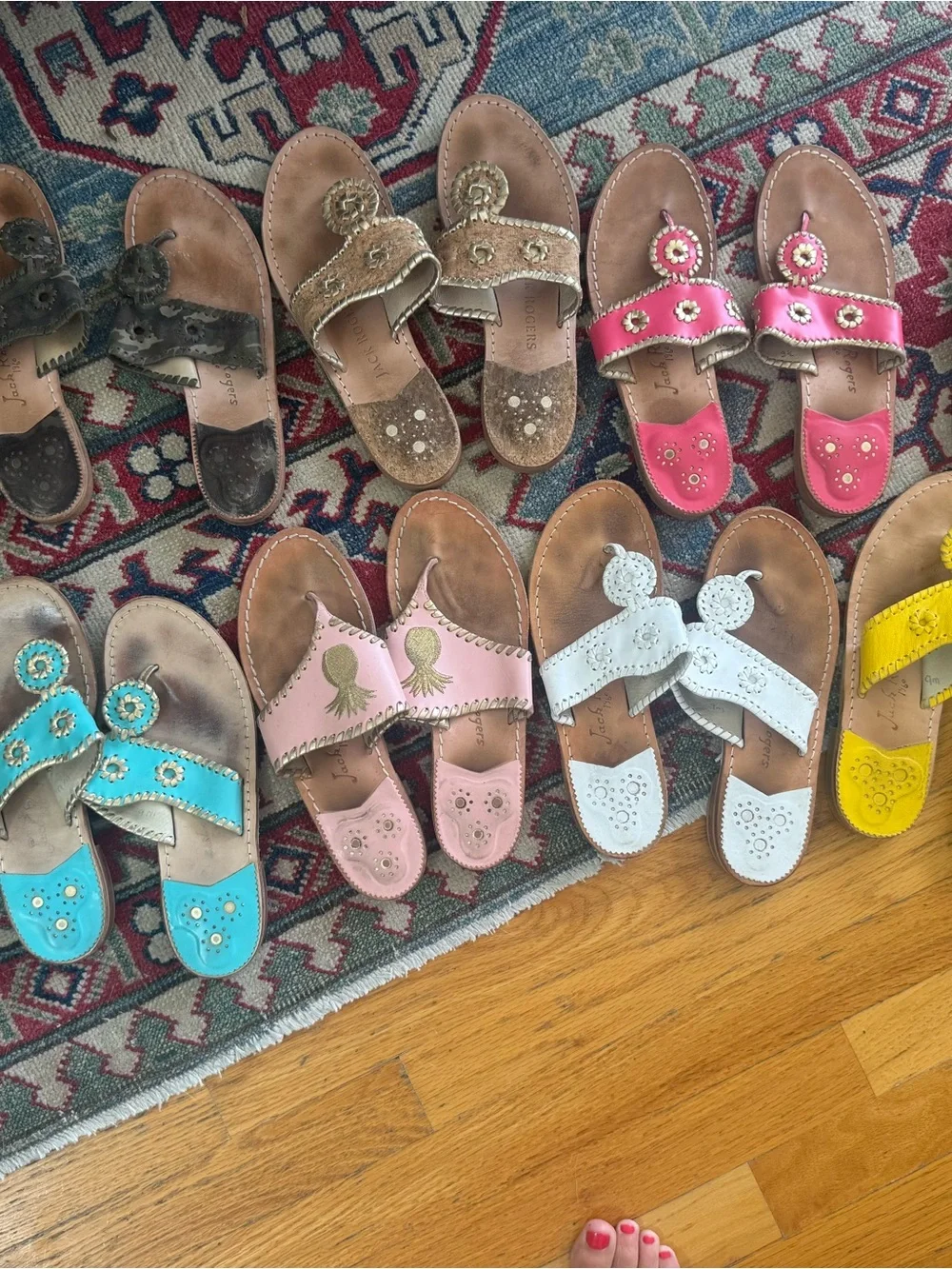 Lot: Jack Rogers  Leather Slide Sandals - Embellished Medallions
